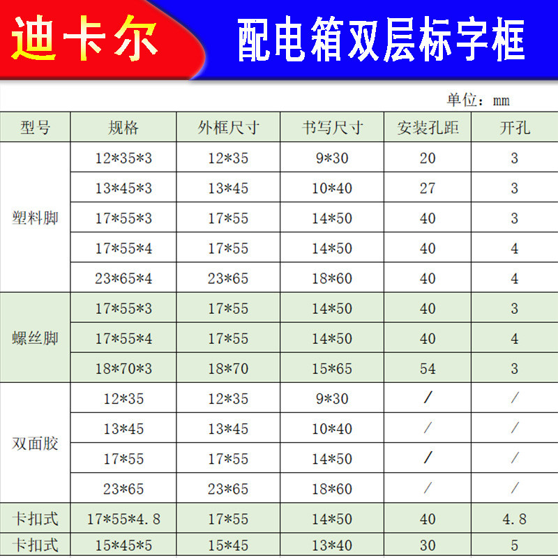 配电箱柜标识牌透明标示牌字框粘胶带脚卡扣式标签牌标指示框
