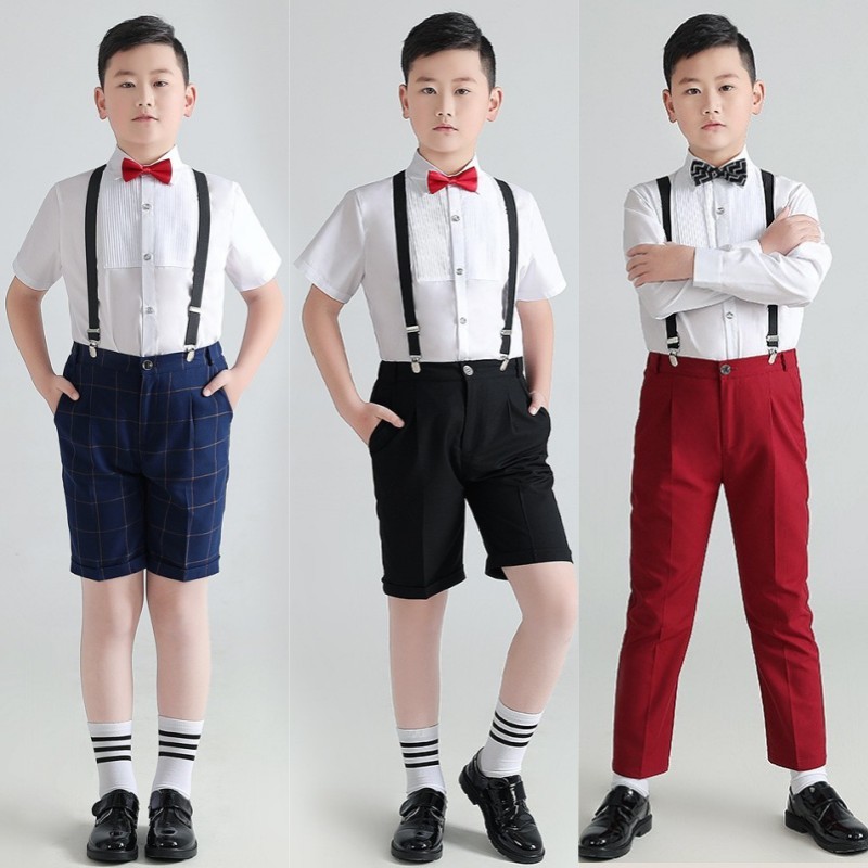 胖男童儿童小主持人服装男孩钢琴比赛演讲口才朗诵夏款