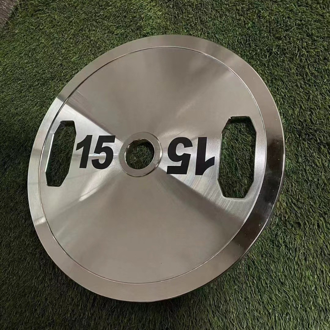 热销杠铃片健身器材纯钢电镀杠铃力量举大钢片健身房电镀防锈杠铃