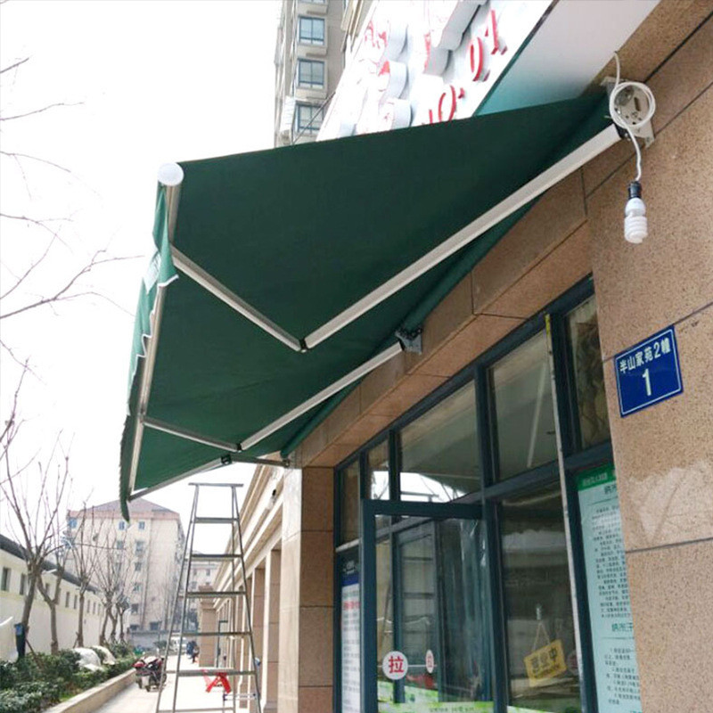 商铺遮阳棚折叠手摇伸缩式电动收缩遮阳蓬阳台户外露台篷门面雨棚