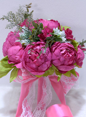 道具d755牡丹绢花仿真花户外风格婚庆花束拍照新娘手捧花实价