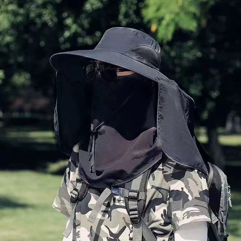 带面罩帽子男士遮太阳帽男防晒帽夏季户外登山遮阳钓鱼帽披肩厂家