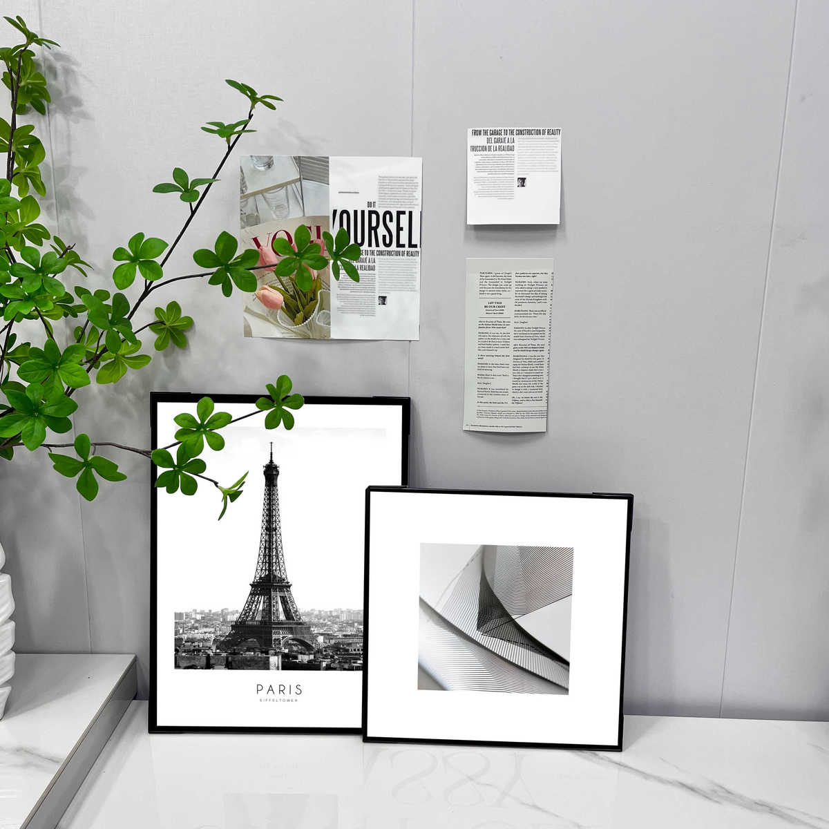 北欧ins黑白现代轻奢风客厅电视柜衣帽服装店时尚装饰画摆件桌面