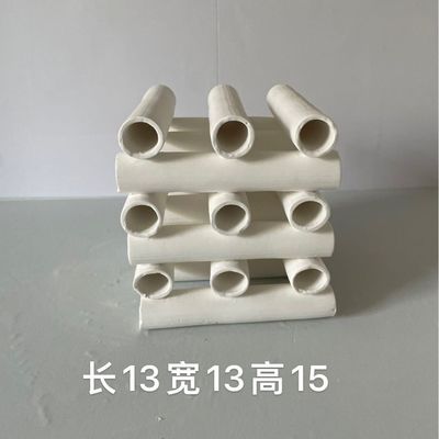 简约现代博古架摆件售楼部样板房创意圆管插花花瓶白色陶瓷装饰品