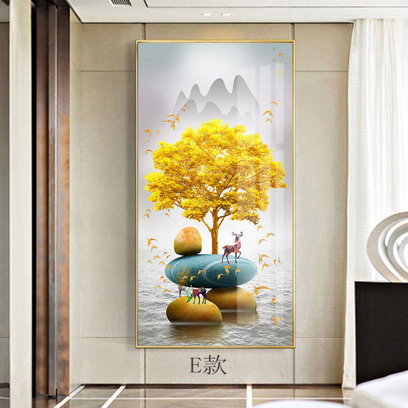 客厅入户简约风轻奢壁画北欧麋鹿现代过道走廊玄关装饰画挂画竖版