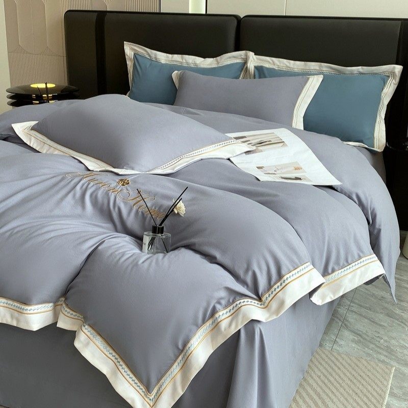 南通家纺纯色刺绣床上用品四件套冬季保暖绣花被套斜纹床单代发,床上用品,床品套件/四件套/多件套,淘宝优惠券,粉丝福利购,淘宝优惠卷