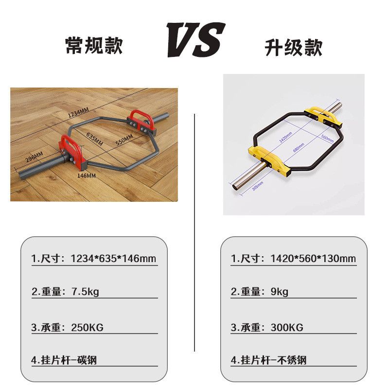 热销六角杠铃杆家用深杠铃硬拉农夫行走六边环形蹲架健身房运动器