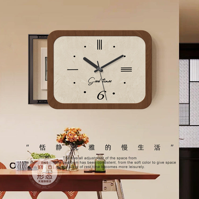 法式中古风电表箱装饰画带钟表配电箱多媒体盒弱电源遮挡时钟挂画