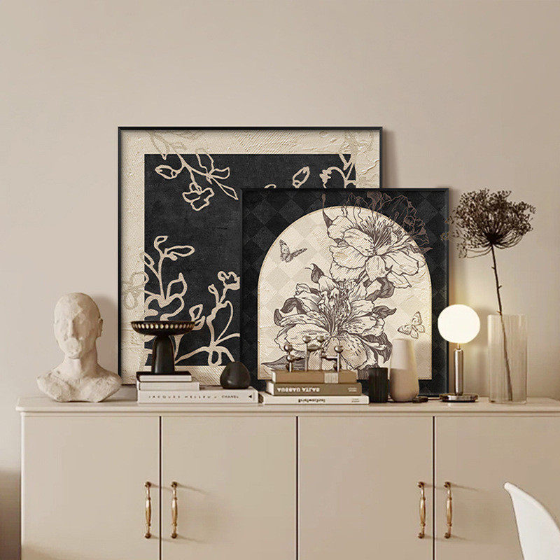 法式复古中古桌面斗柜摆画免打孔小尺寸高级感装饰画电视机柜挂画,家居饰品,现代装饰画,淘宝优惠券,粉丝福利购,淘宝优惠卷