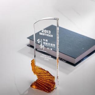 热销水晶琉璃奖杯步步高升台阶玻璃创意年会聚会颁奖优秀员工纪念