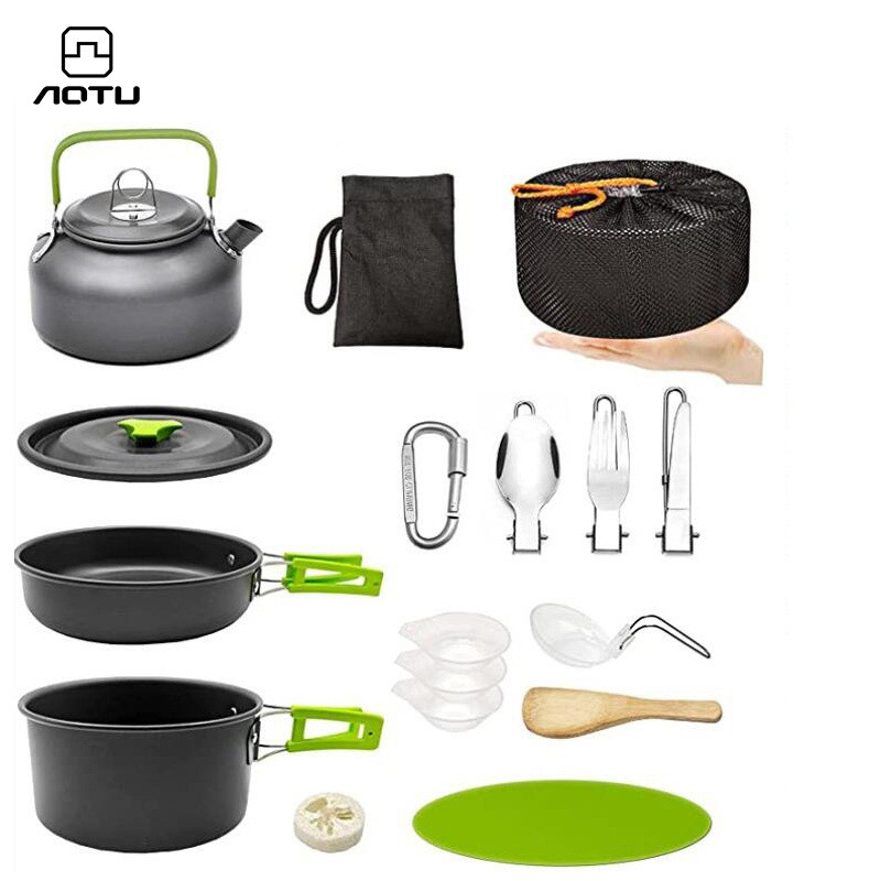 凹凸  菜板野营组合套装锅餐具带快挂便携户外炊具锅具硬质软化铝