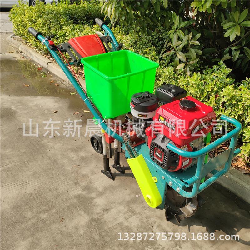 热销双行汽油大豆播种机玉米手推种植机独轮链轨耘播机