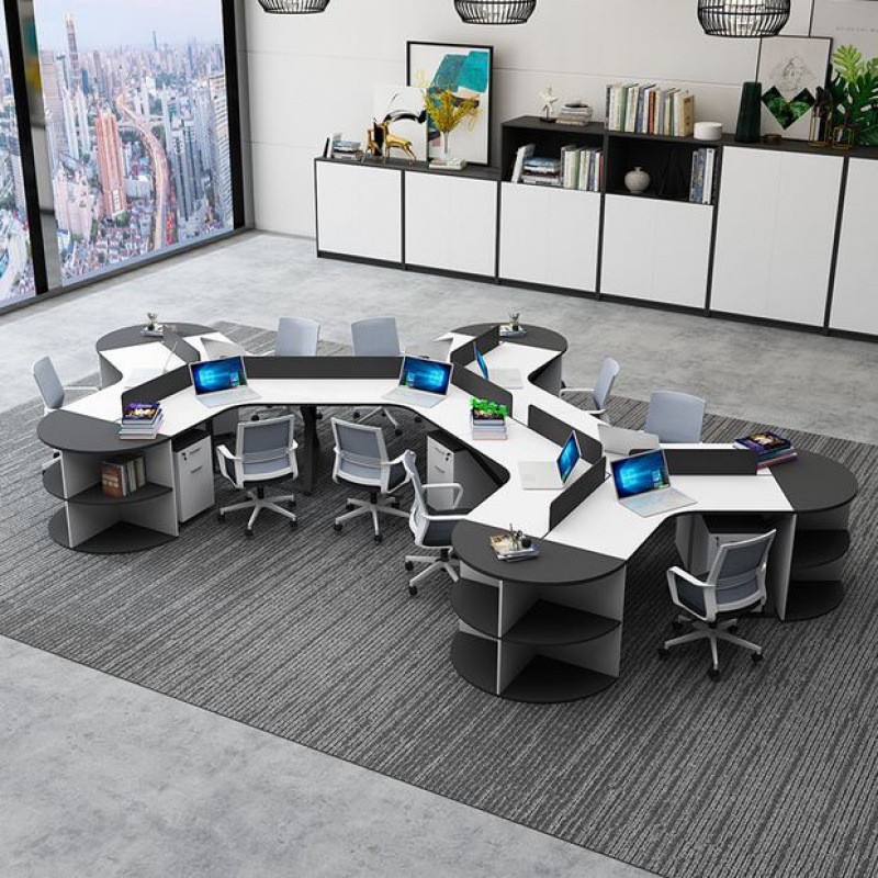 办公职员电脑桌椅组合简约现代办公室屏风3689人拐角工作桌员工位