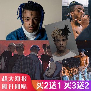xxxtentacion海报贴画欧美明星歌手嘻哈说唱宿舍自粘防水墙贴定制