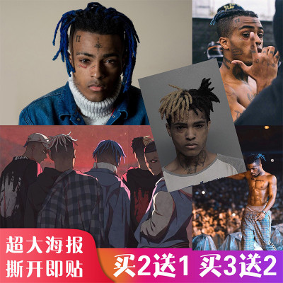 xxxtentacion海报贴画欧美明星歌手嘻哈说唱宿舍自粘防水墙贴定制