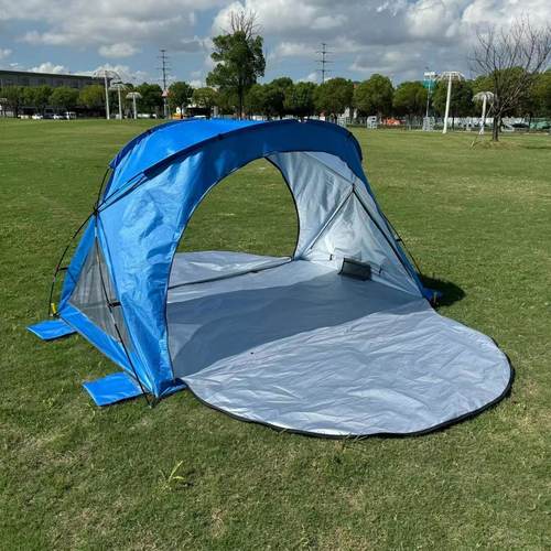 便携式户外沙滩帐篷遮阳乘凉棚户外钓鱼露营沙滩双拉链门带窗防晒