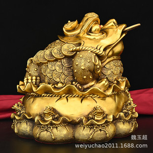 纯铜金蟾摆件批发三足金蟾蜍聚宝盆客厅公司开业工艺礼品三脚金蝉