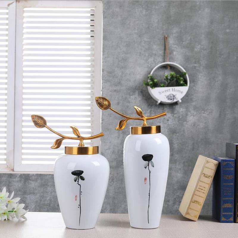 热销现代新中式插花客厅展厅餐桌电视柜陶瓷花瓶摆件器家居软装饰