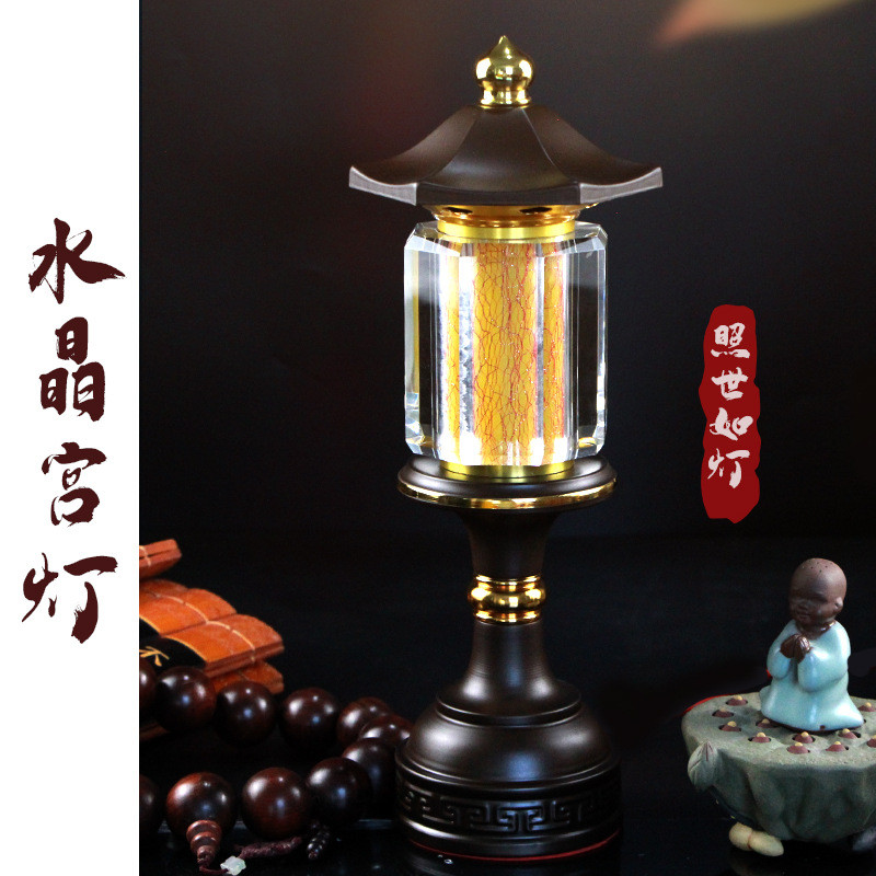 聚玉堂批发宫灯神社灯14寸佛具用品插电led佛前供灯佛具用品水晶