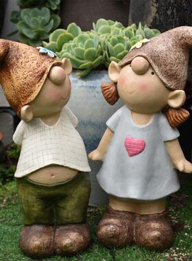 美式乡村小孩仿真卡通人物花园景观庭院别墅户外幼儿园装饰摆件