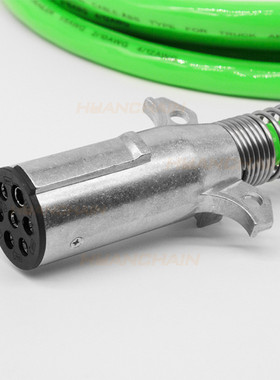 热销美式7芯拖车线重卡连接线12/15ft七pu线挂车房车绿色芯螺旋弹