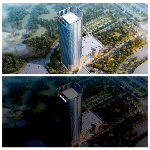 高空不锈钢企业楼顶玻璃幕墙字地标建筑灯箱字发光字铝板冲孔字