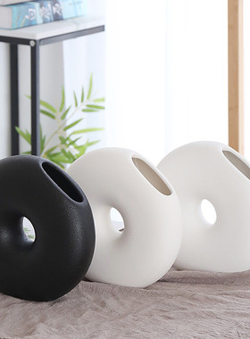 北欧现代简约插花圆形创意陶瓷花瓶干花花插装饰品工艺品跨境专供