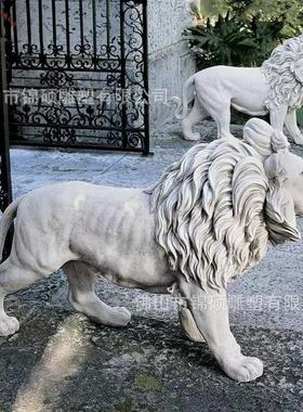 大型欧式狮子雕塑厂家西方门狮站狮走狮子树脂雕塑摆件玻璃钢狮子