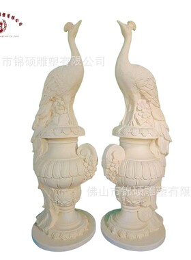 批发人造砂岩孔雀雕塑酒店会所园林景观小品制作各类动物雕塑摆件