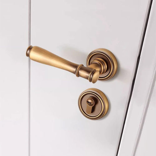 热销门锁黄古铜色室内门锁五金磁吸静音实木门分体法式卧室书房执