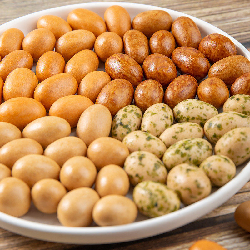 新日期新馋派日本豆芥末烧烤味鱼皮花生怪味豆混合口味零食怀旧休