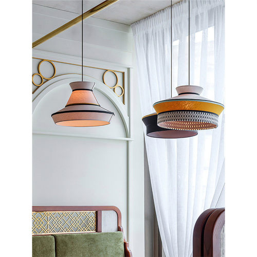 热销意大利设计师餐厅吊灯酒店餐饮饭店餐桌吧台灯具中山帽子布艺