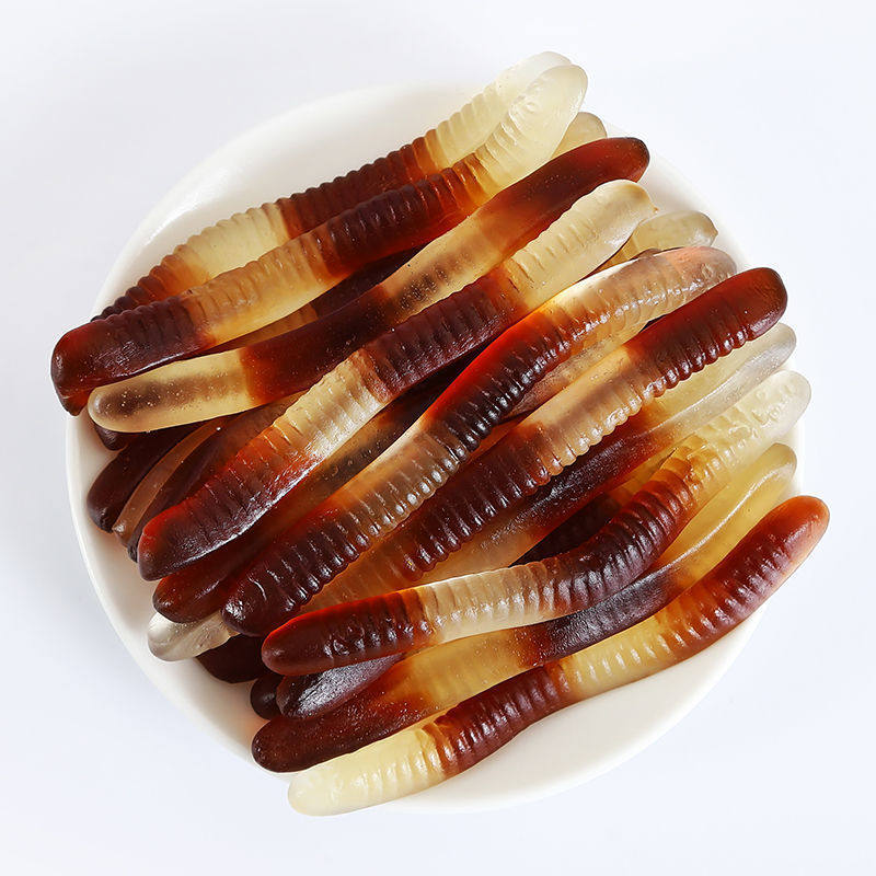 速发可乐虫橡皮糖qq软糖蚯蚓形状零食糖果儿童各种各样可乐瓶可乐