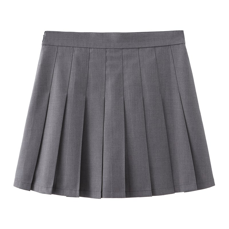 百褶裙女夏料a字灰色防走光裤裙学院风蓬蓬裙
