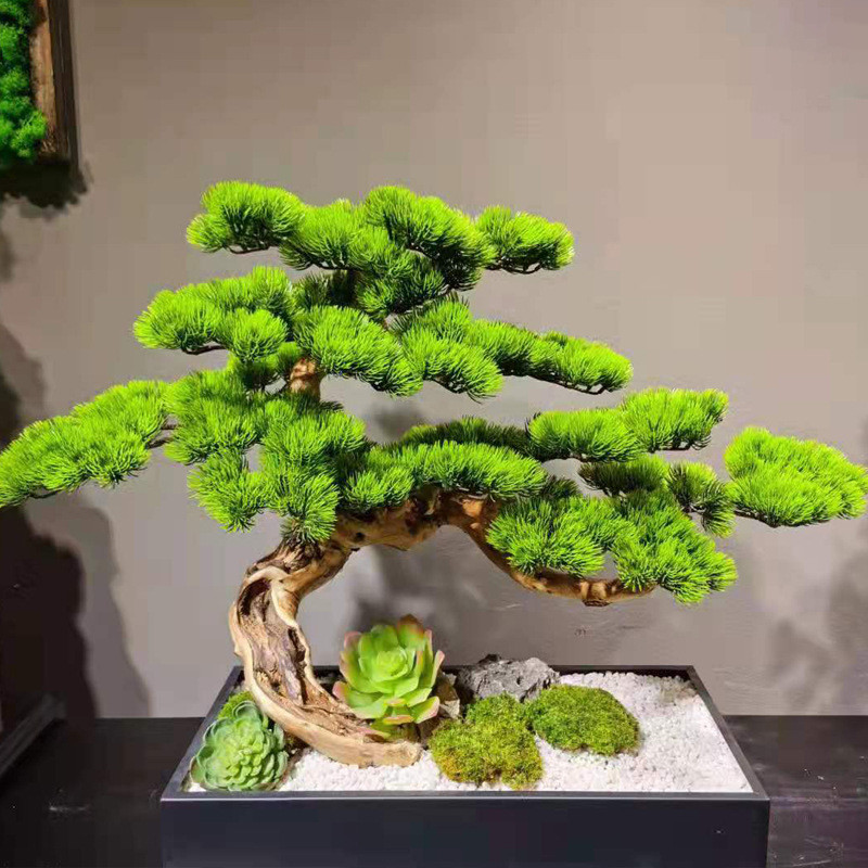 仿真绿植迎客松造景盆景装饰仿真植物室内造型仿真树工程厂家批发