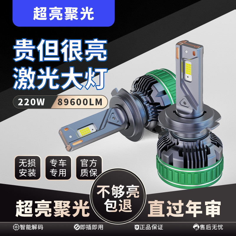 跨境汽车led大灯三铜管30芯220W大功率H7H11汽车前照灯H4现货