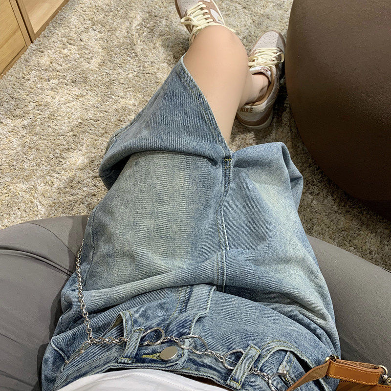 夏装牛仔裙女开叉中长款遮胯显瘦大码胖mm包臀夏季百搭