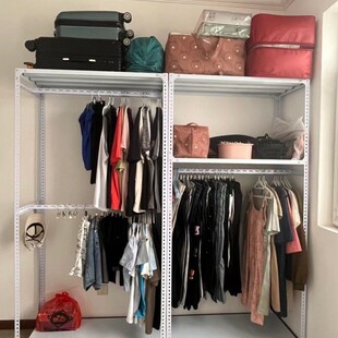 直角角铁货架角钢铁板衣架家用出租房晾衣架置物架衣柜简易衣