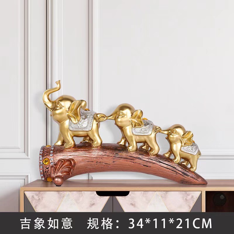 欧式轻奢三连象摆件桌面玄关装饰品客厅酒柜电视柜创意家居高档