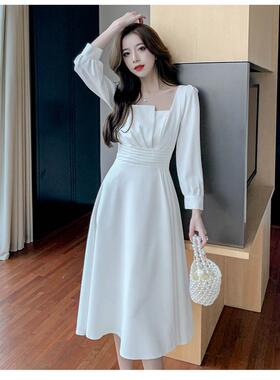 白色晚2025春秋新款平时可穿显瘦气质伴娘主持人小白裙