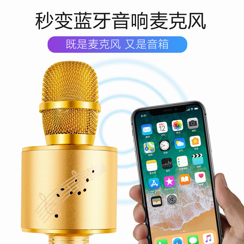 麦克风音箱一体机自带炫彩灯光K歌麦霸YS-66