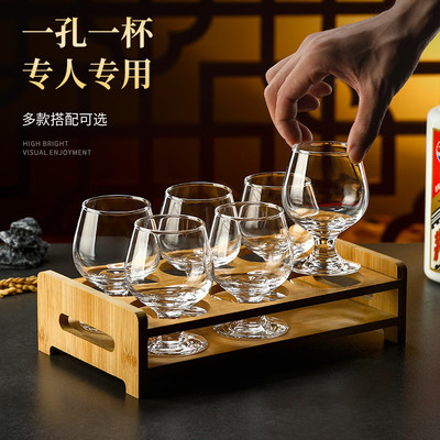 高脚白酒杯套装仙桃杯2两三两杯中式家用玻璃小号白兰地杯洋酒6只