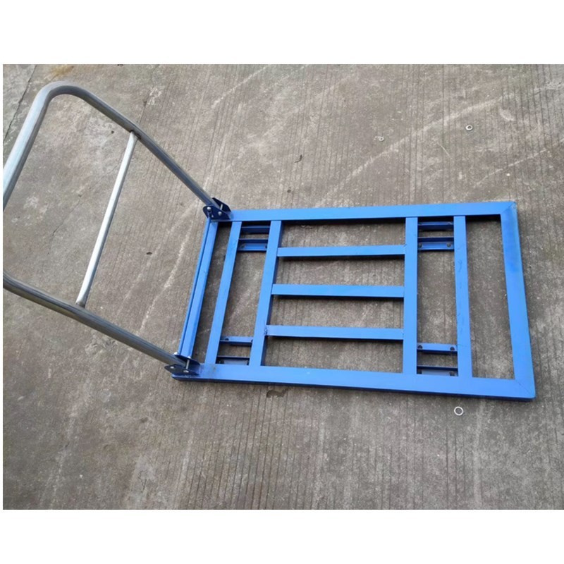 蓝色角铁车架加厚手推车静音搬运手推车折叠工具车物流平板车