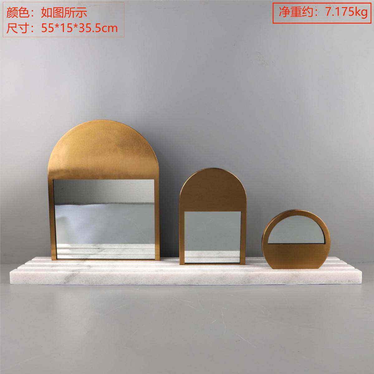 现代简约几何大理石客厅桌面摆件金属玄关酒店电视柜软装家居饰品
