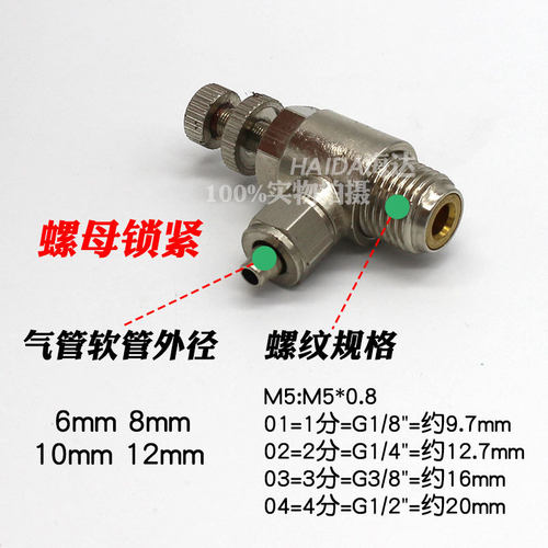 ll气动快拧节流阀SL4-M5气管接头6-01单向8-02调节10-03调速12-04