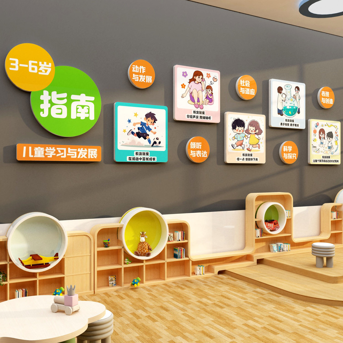 幼儿园文化设计墙面装饰托管中心形象走廊环创主题成品3-6岁发展
