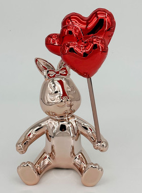 欧式创意爱心兔气球兔树脂摆件家居创意电镀电视柜摆件家居装饰
