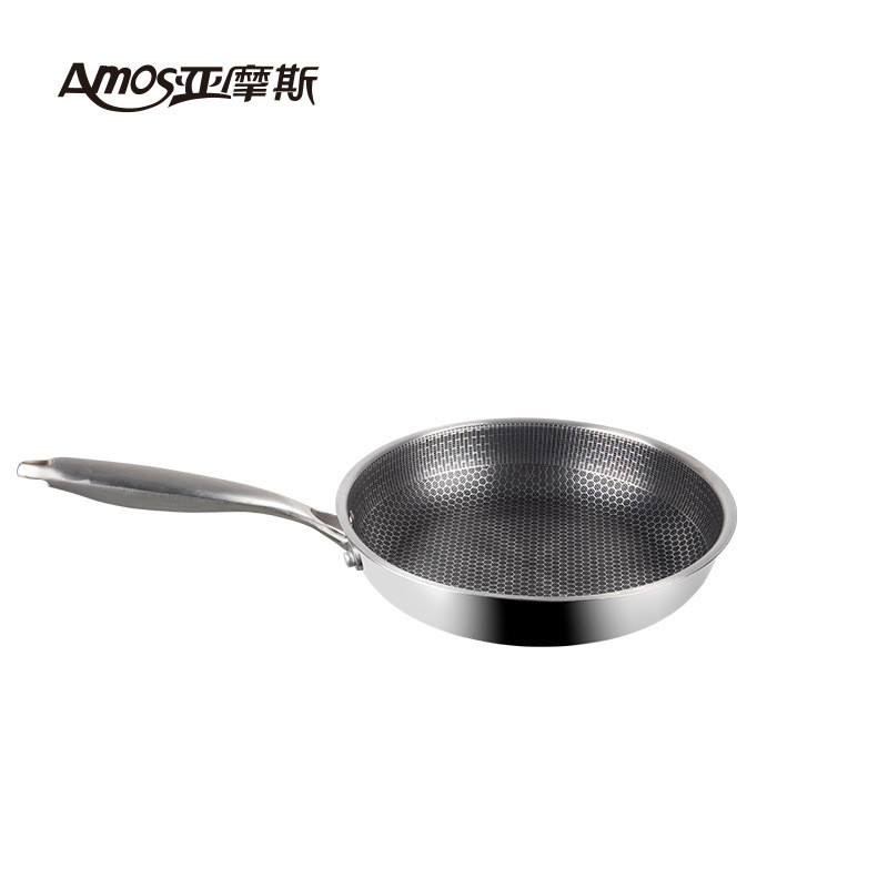 亚摩斯平底锅不锈钢煎锅电磁炉可用26cm家用煎牛排AS-CG261H