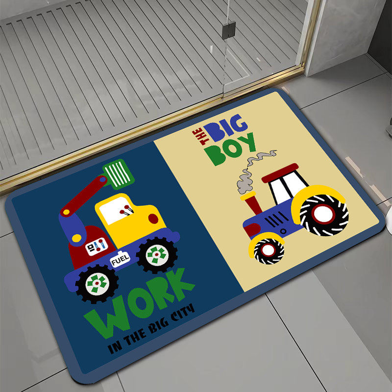 卡通工程小汽车软硅藻泥浴室门口地垫洗手间吸水防摔防滑脚垫速干,个性定制/设计服务/DIY,地毯/地垫定制,淘宝优惠券,粉丝福利购,淘宝优惠卷