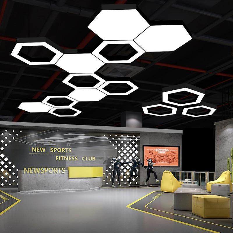 热销办公室圆形六边形工业风异形灯造型网咖游戏厅拼接健身房y形